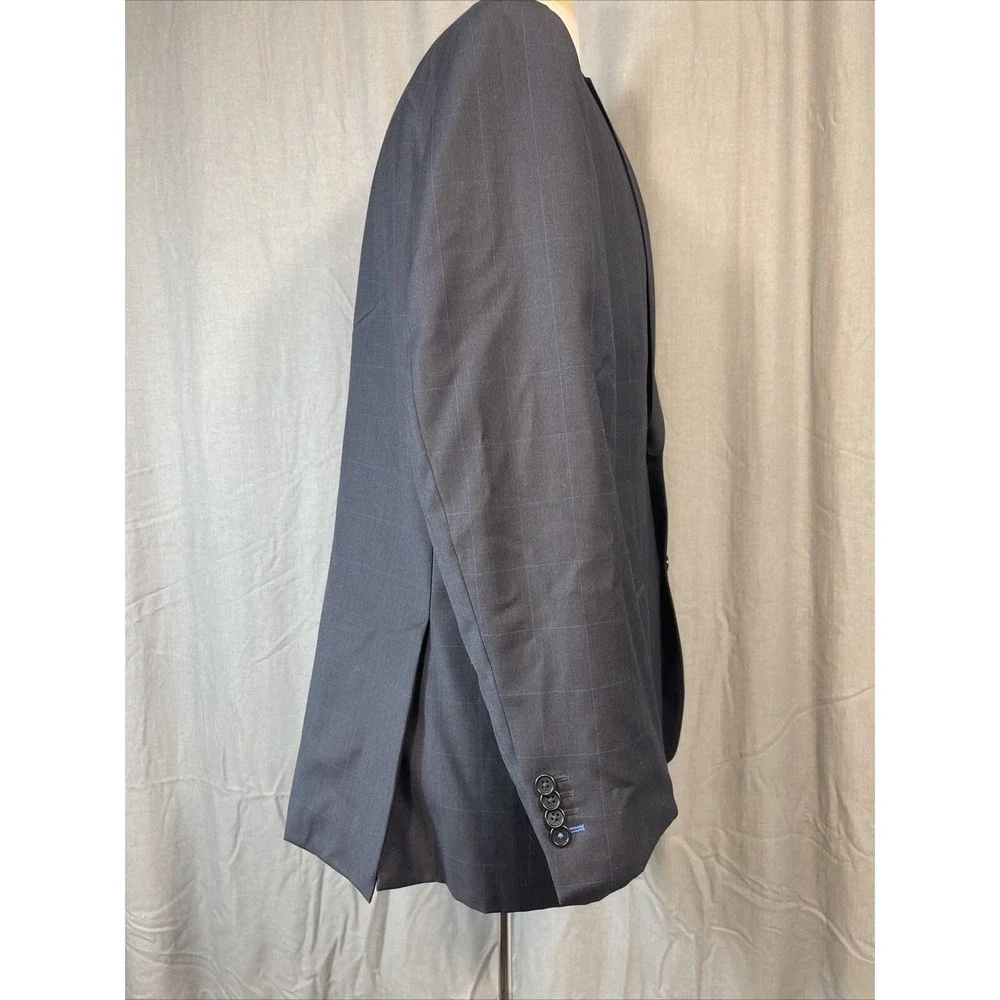 Jos A Bank 1905‎ Navy Blue Plaid Wool Sport Coat Blazer 46R Office Evening